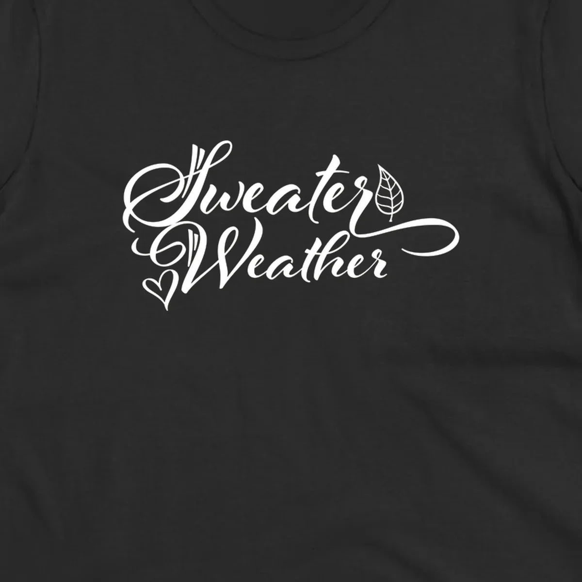 Sweater Weather script design with a leaf and heart. sweater-weather-script