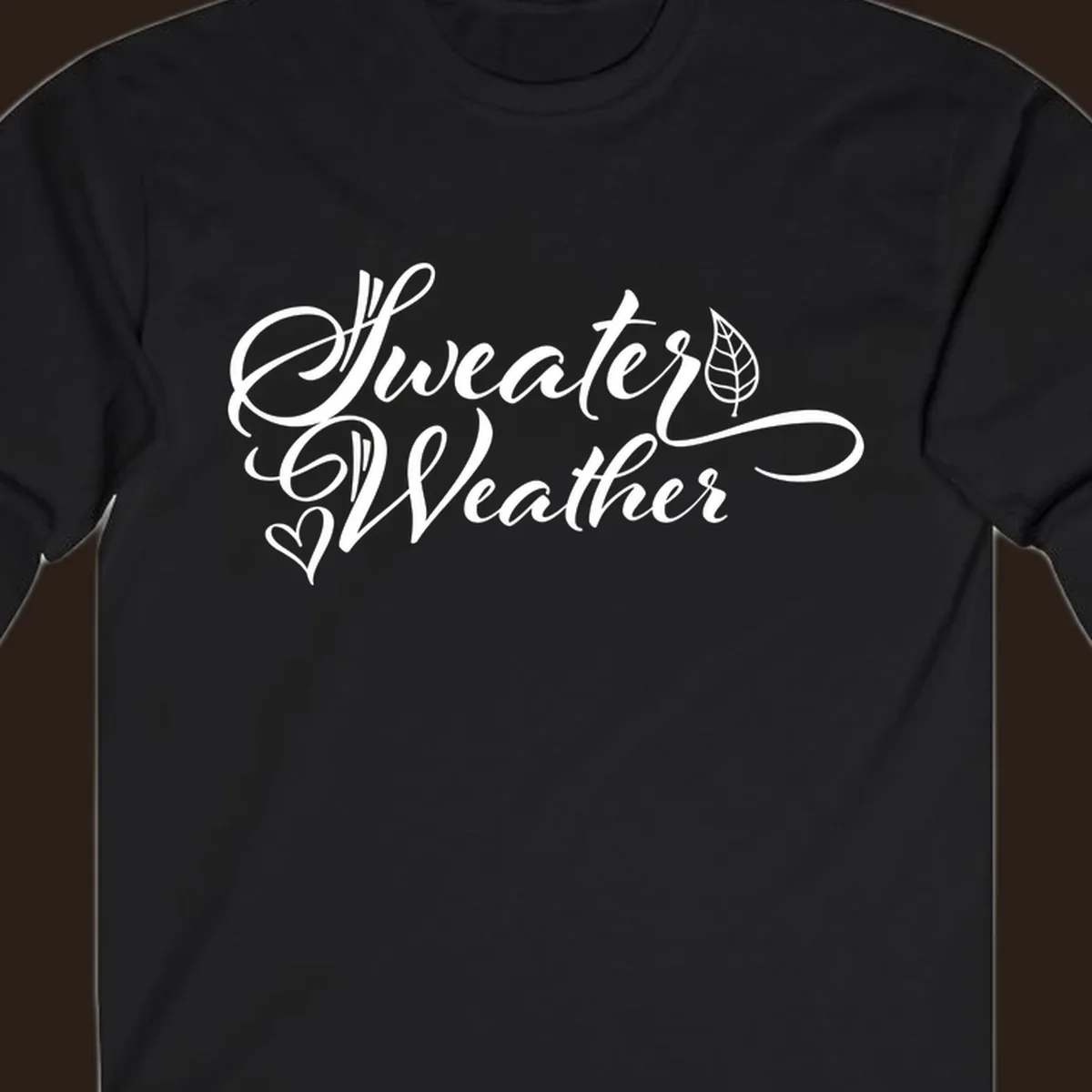 Sweater Weather script design with a leaf and heart. sweater-weather-script