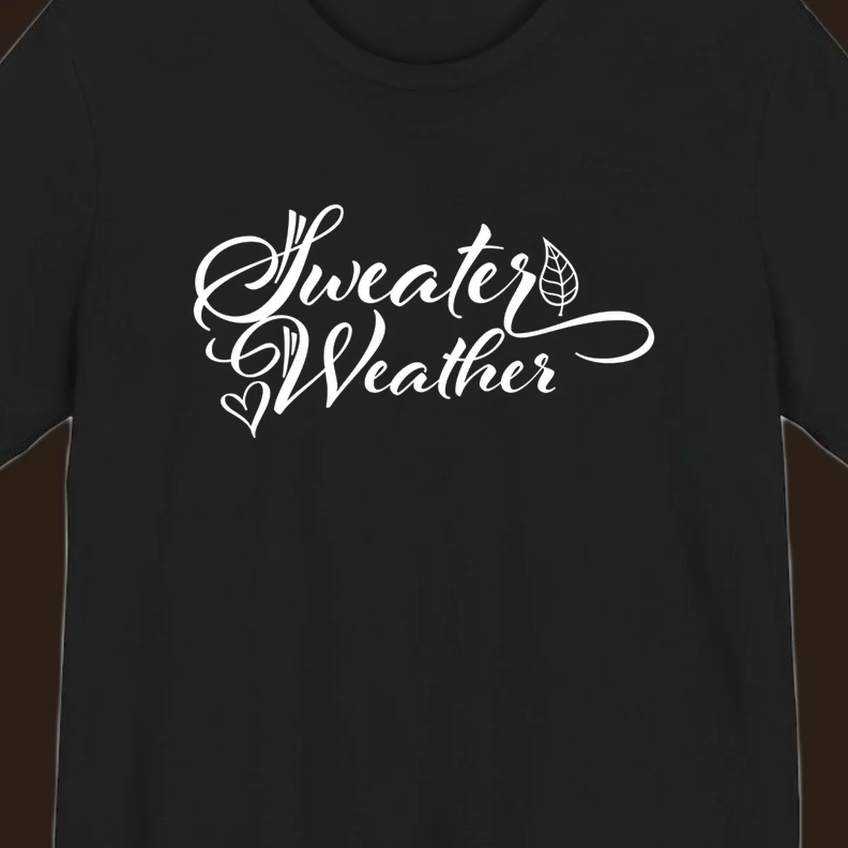 Sweater Weather script design with a leaf and heart. sweater-weather-script