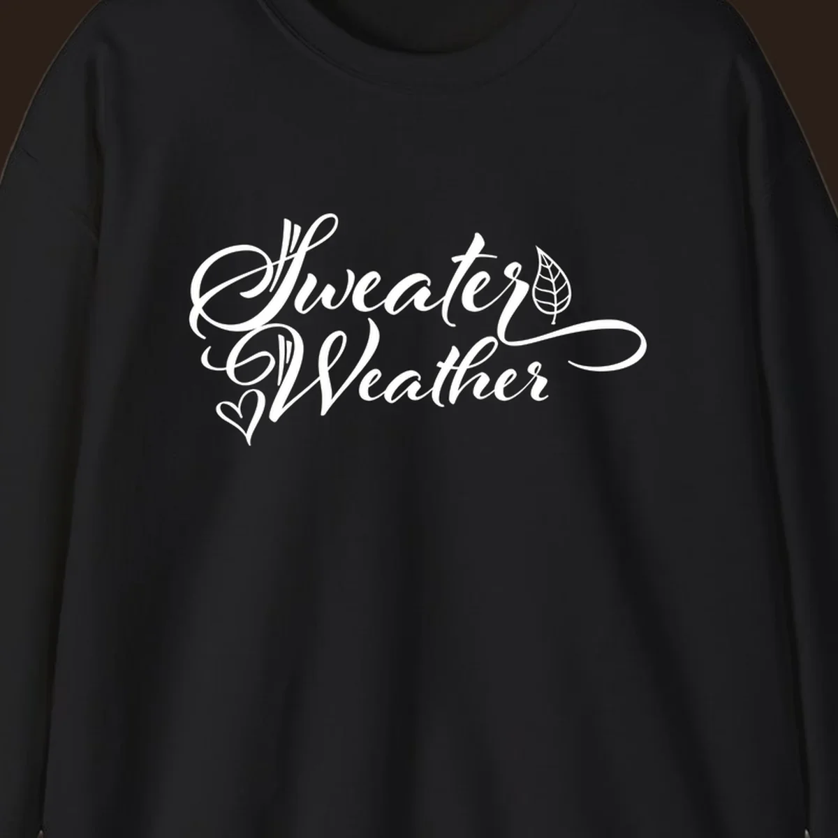 Sweater Weather script design with a leaf and heart. sweater-weather-script
