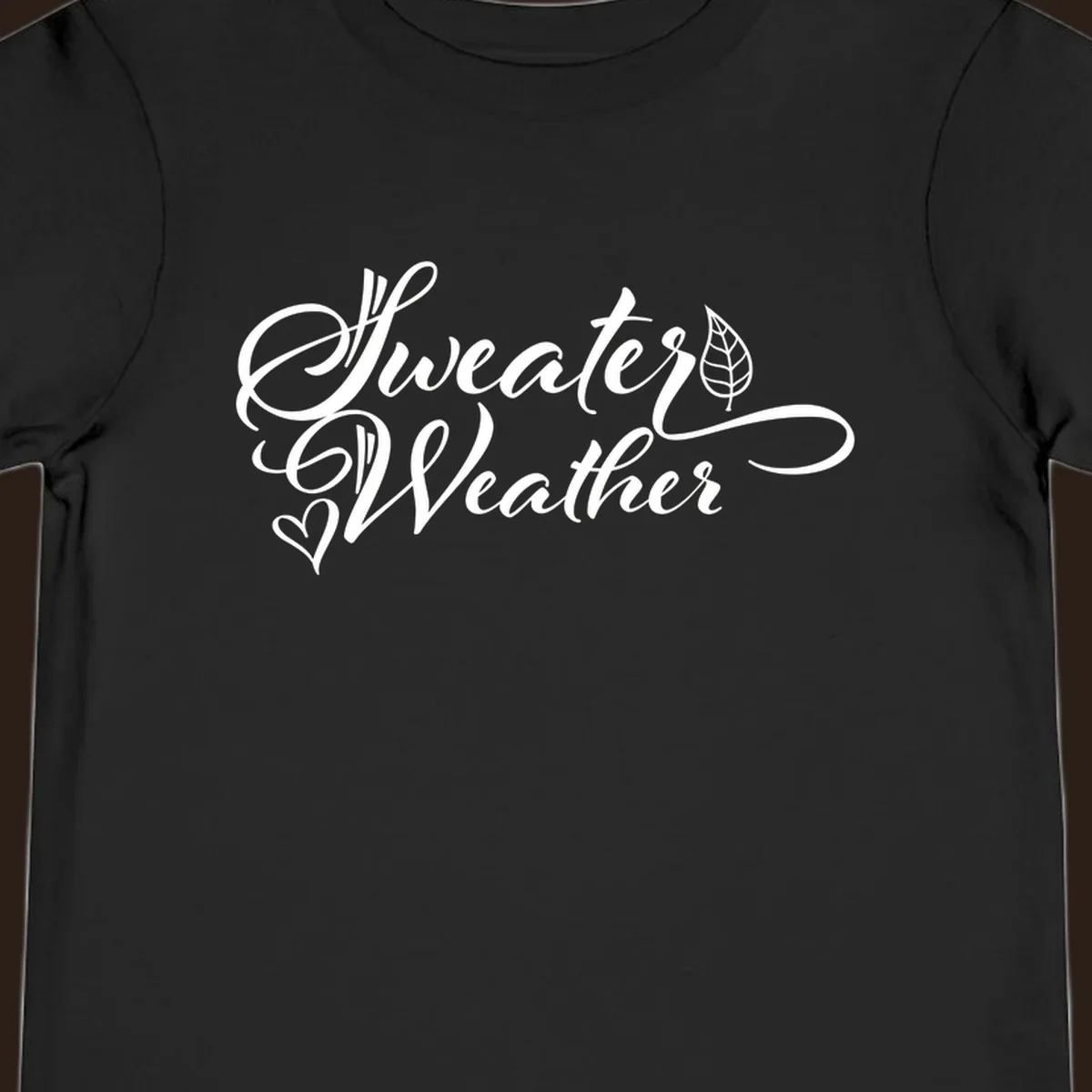 Sweater Weather script design with a leaf and heart. sweater-weather-script