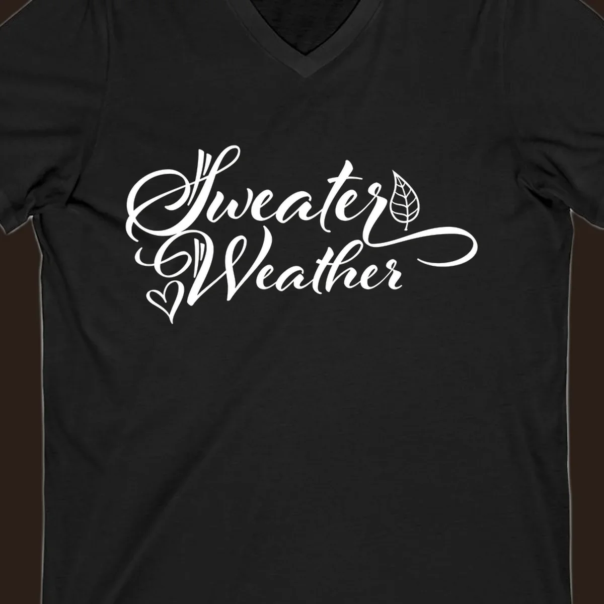 Sweater Weather script design with a leaf and heart. sweater-weather-script