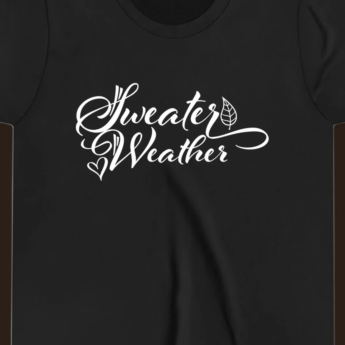 Sweater Weather script design with a leaf and heart. sweater-weather-script