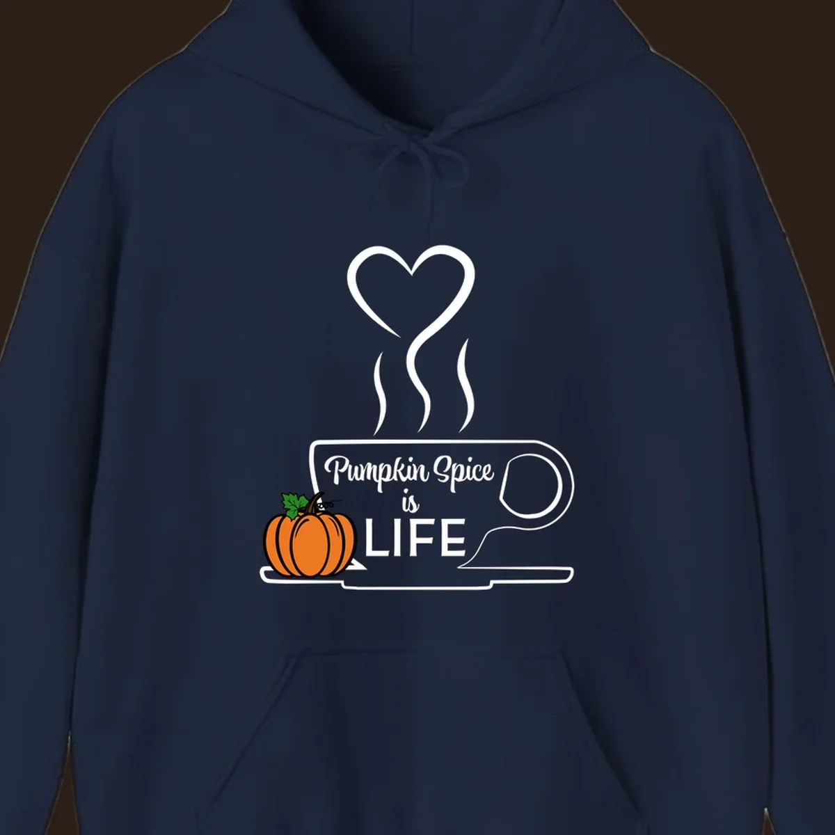 Pumpkin Spice is Life coffee mug design with a pumpkin and heart.
