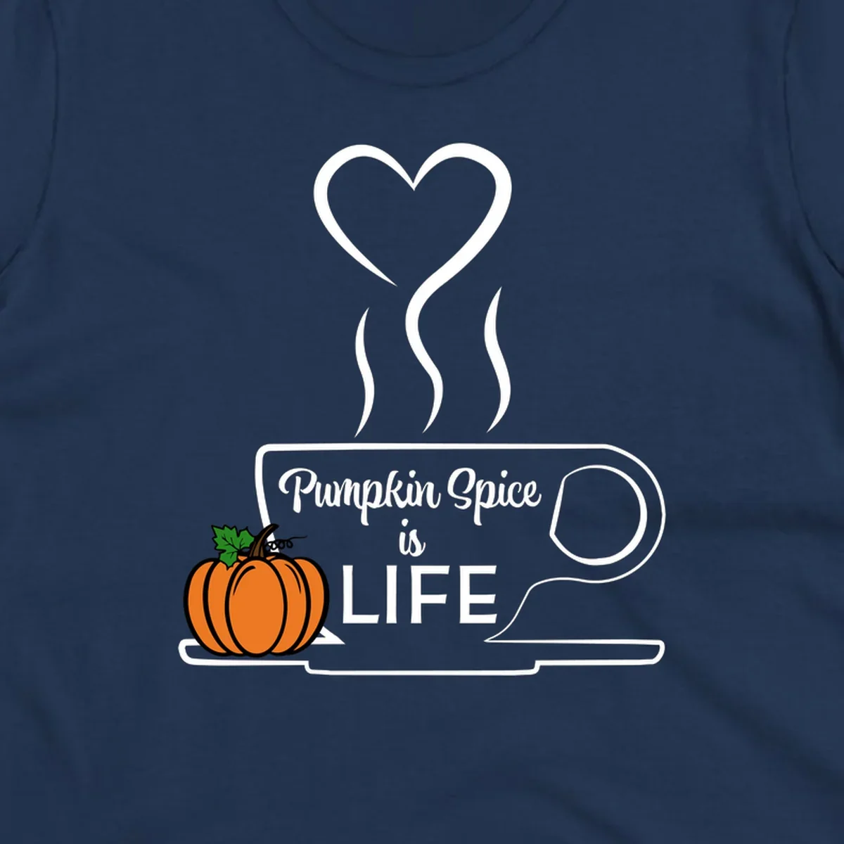 Pumpkin Spice is Life coffee mug design with a pumpkin and heart.