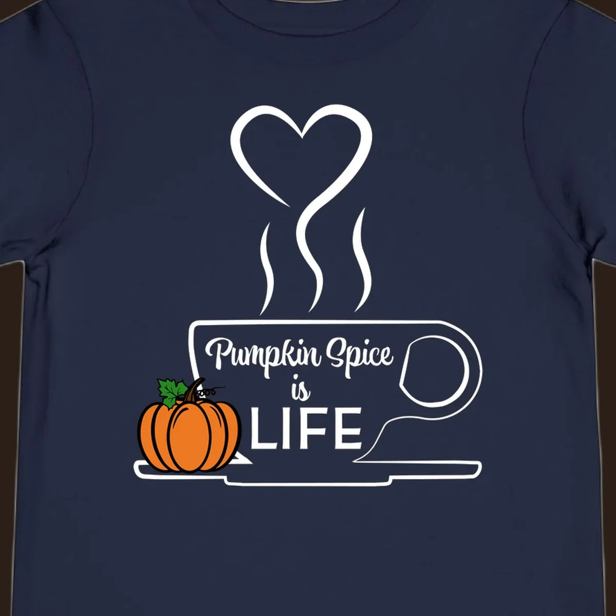 Pumpkin Spice is Life coffee mug design with a pumpkin and heart.