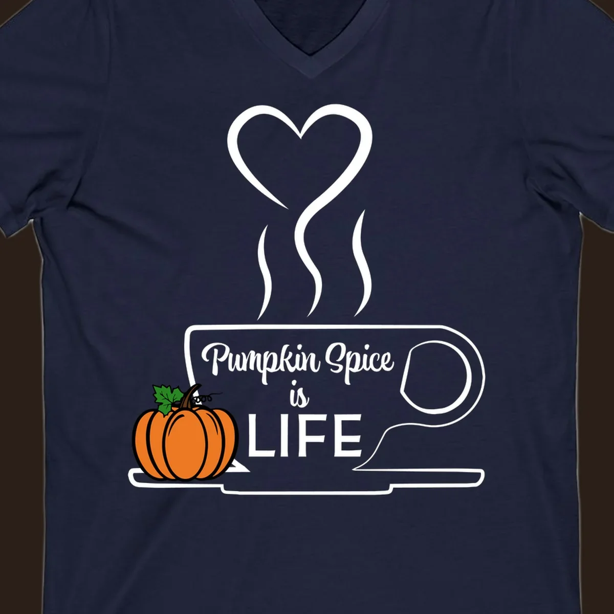 Pumpkin Spice is Life coffee mug design with a pumpkin and heart.