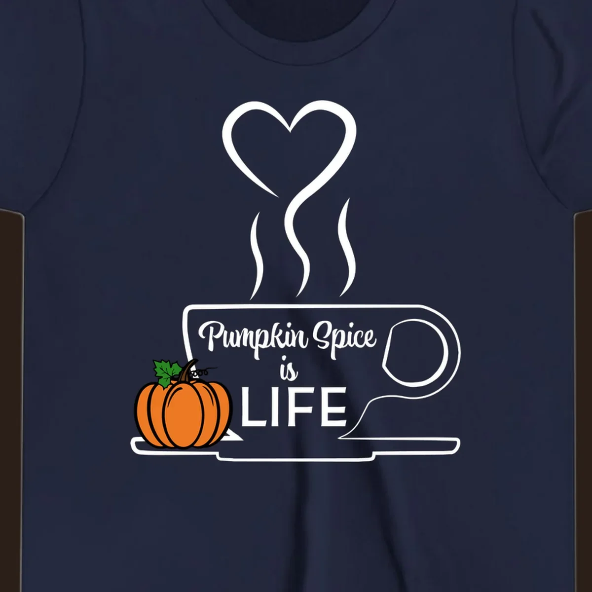 Pumpkin Spice is Life coffee mug design with a pumpkin and heart.
