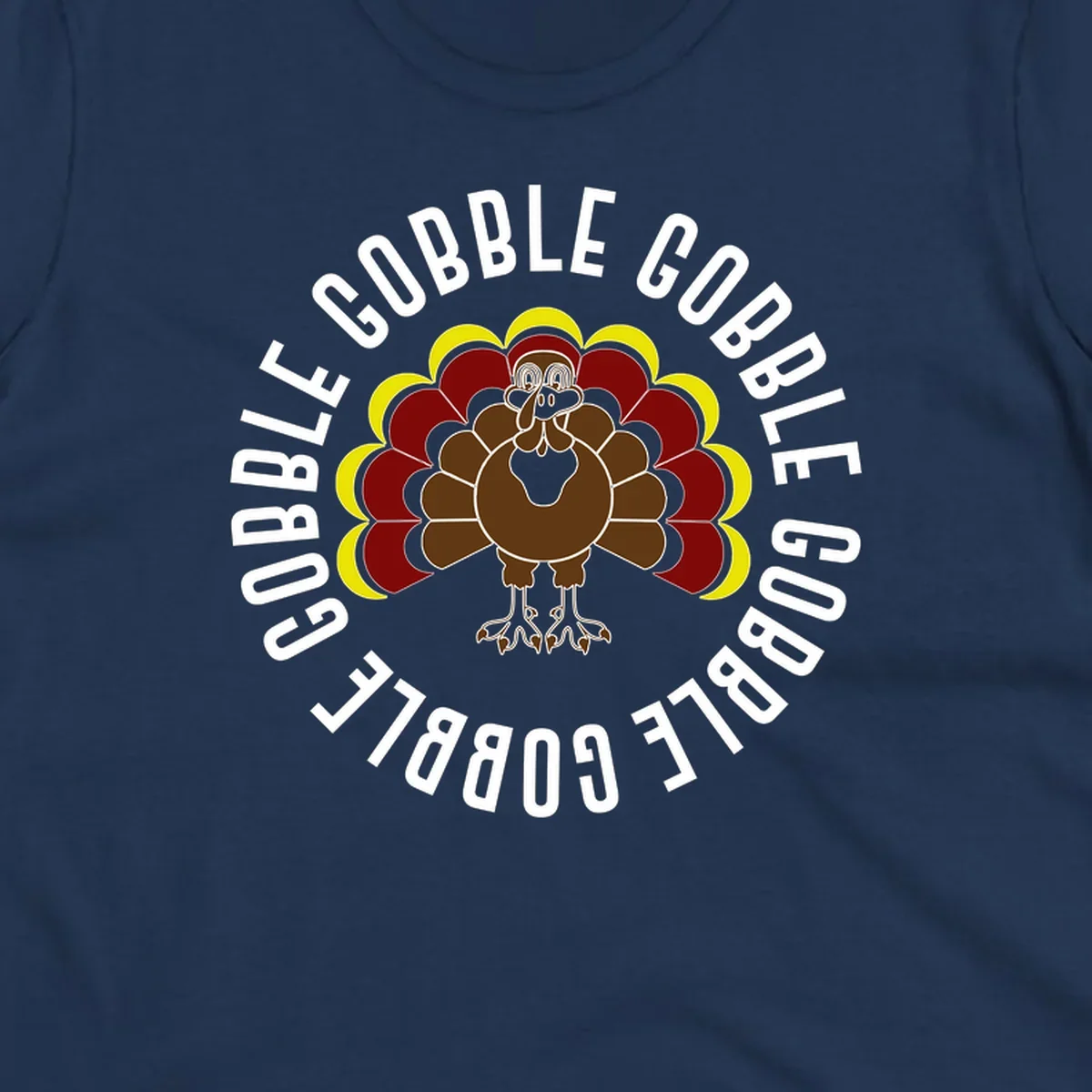Gobble gobble turkey illustration with text for Thanksgiving.