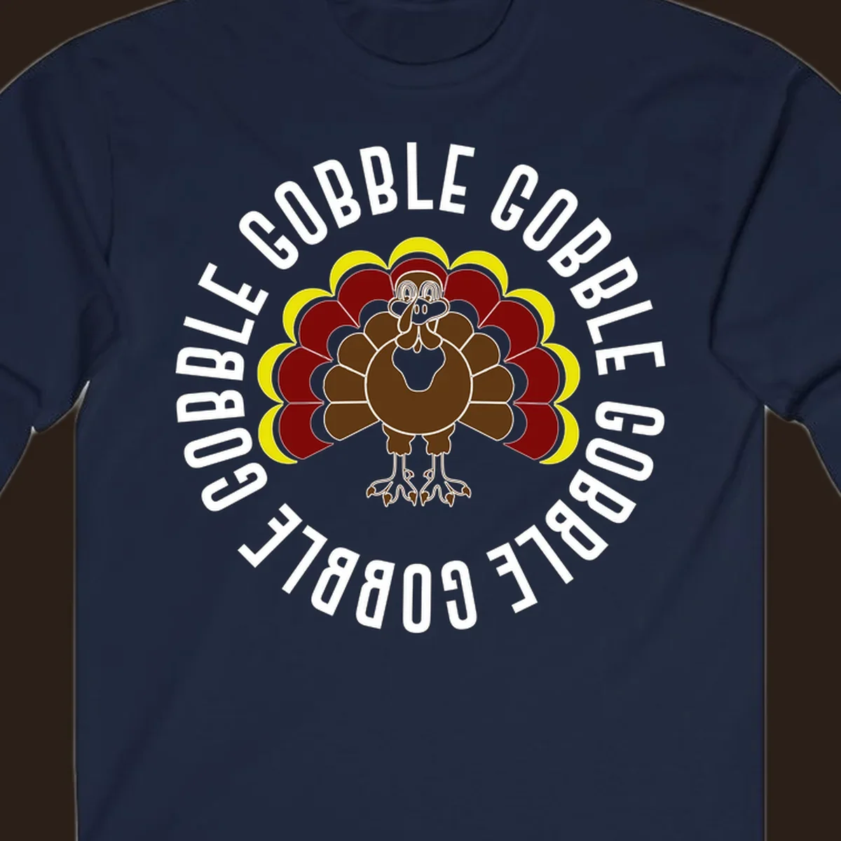 Gobble gobble turkey illustration with text for Thanksgiving.
