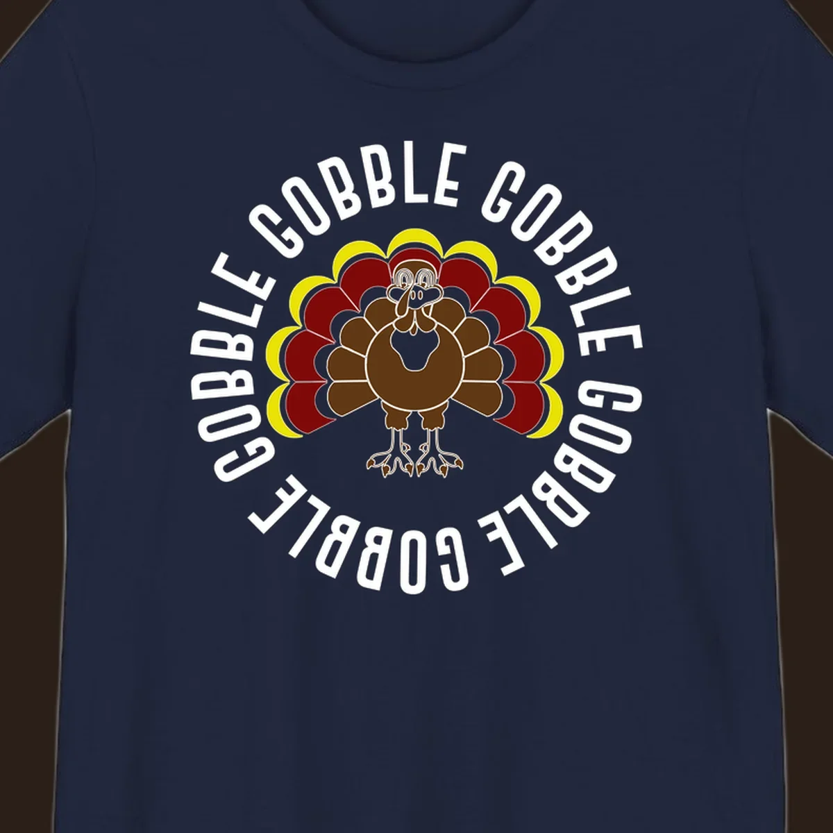 Gobble gobble turkey illustration with text for Thanksgiving.