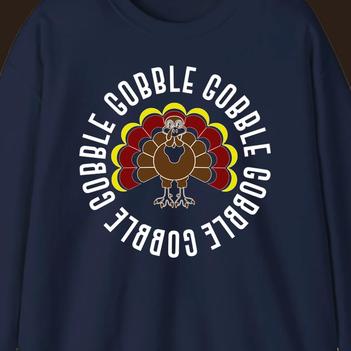 Gobble gobble turkey illustration with text for Thanksgiving.
