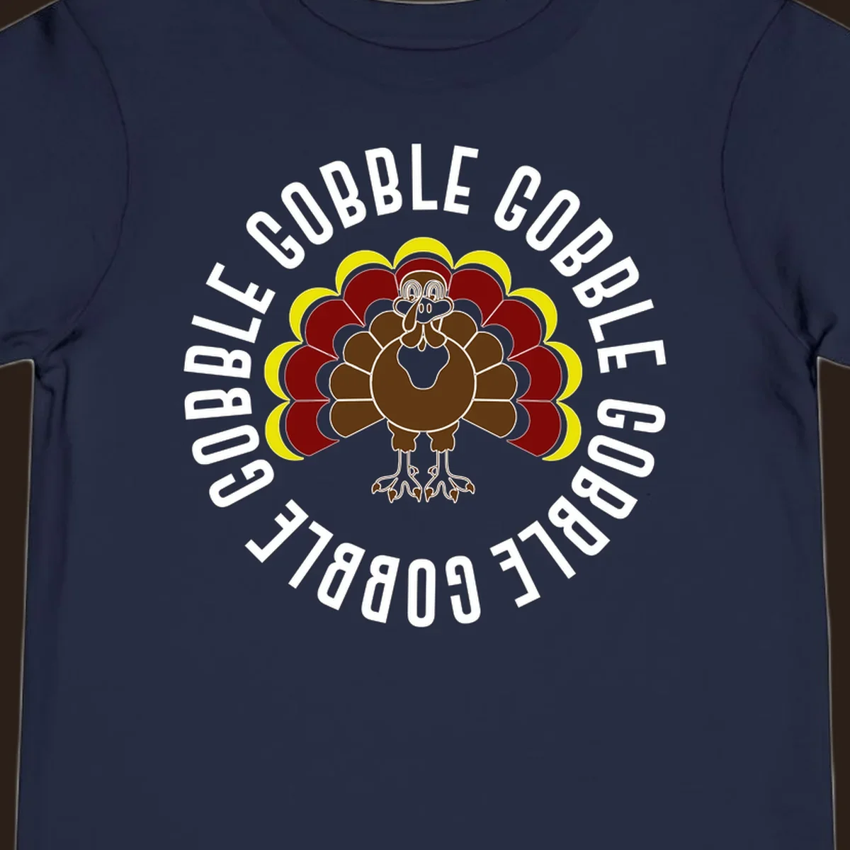 Gobble gobble turkey illustration with text for Thanksgiving.