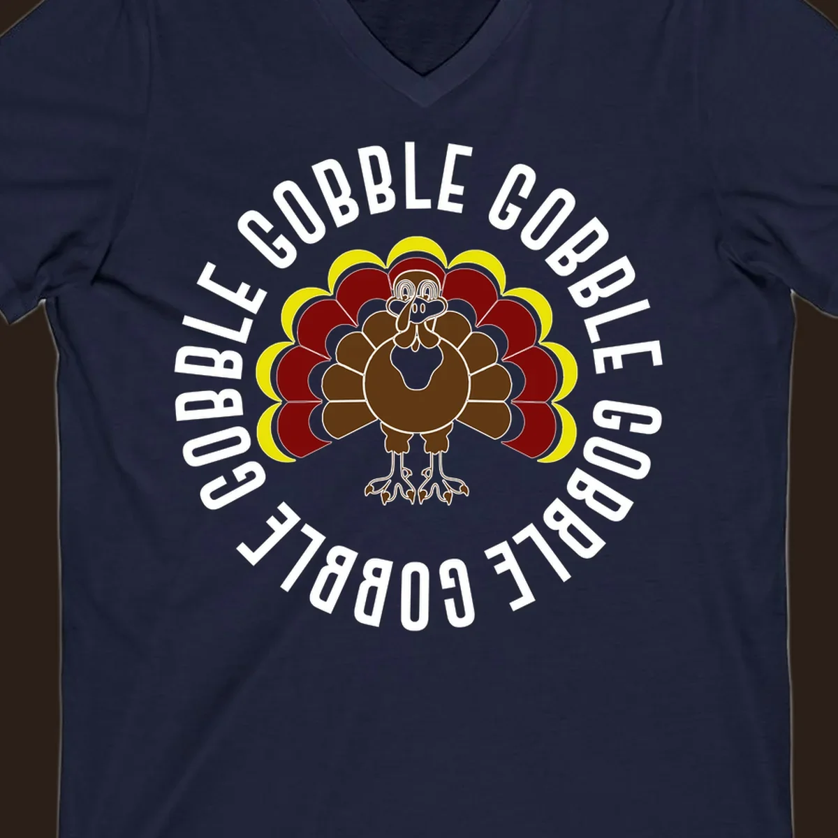 Gobble gobble turkey illustration with text for Thanksgiving.
