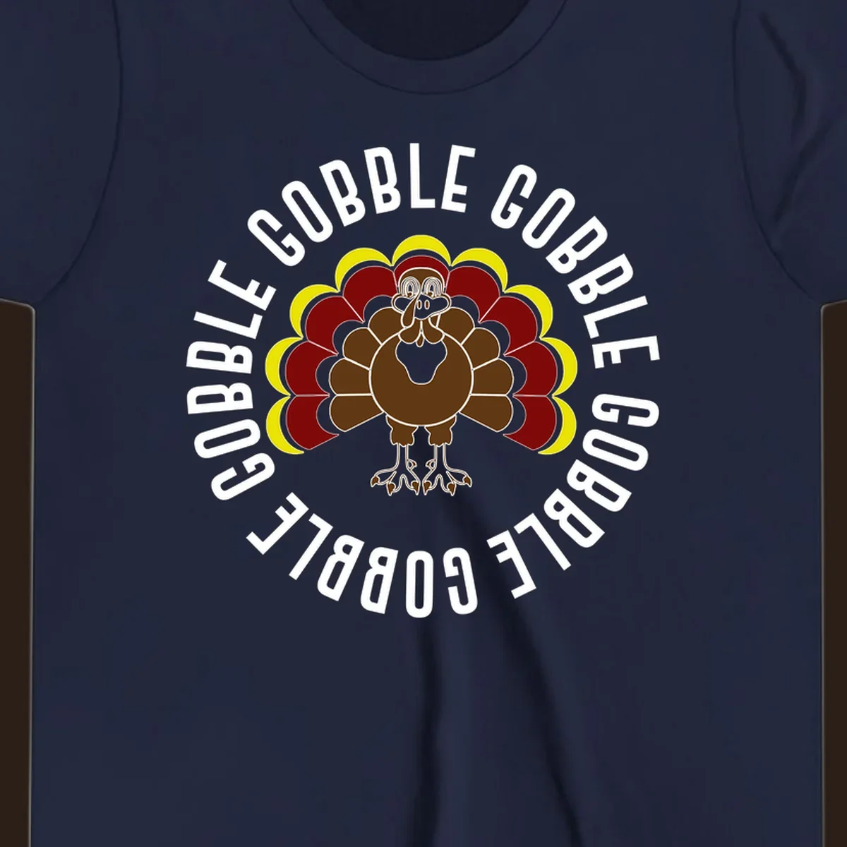 Gobble gobble turkey illustration with text for Thanksgiving.
