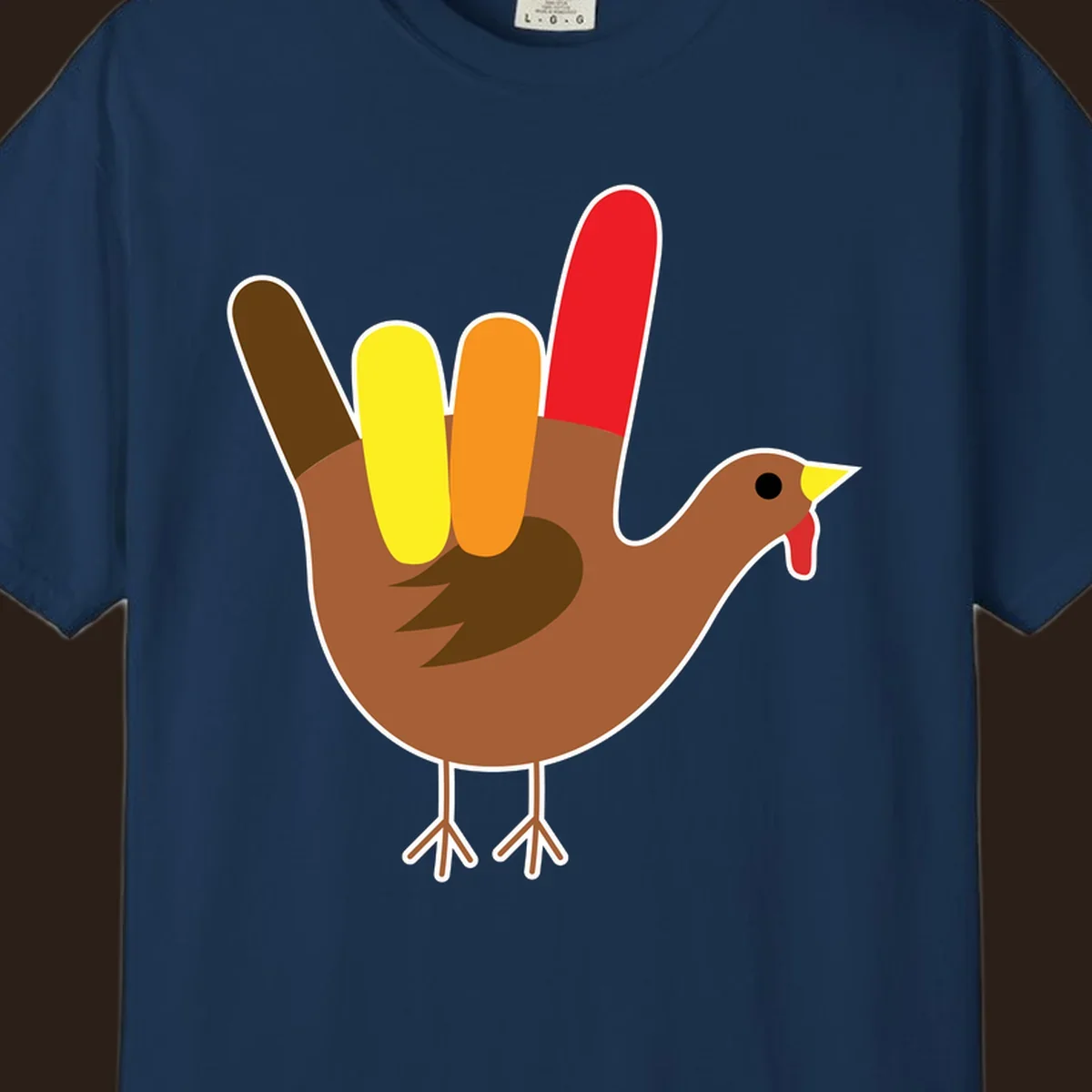 Turkey hand sign illustration for Thanksgiving, 'I Love You' symbol.