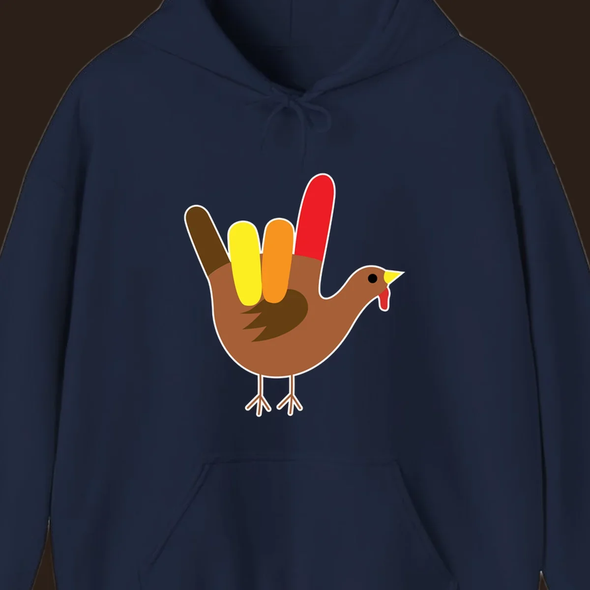 Turkey hand sign illustration for Thanksgiving, 'I Love You' symbol.