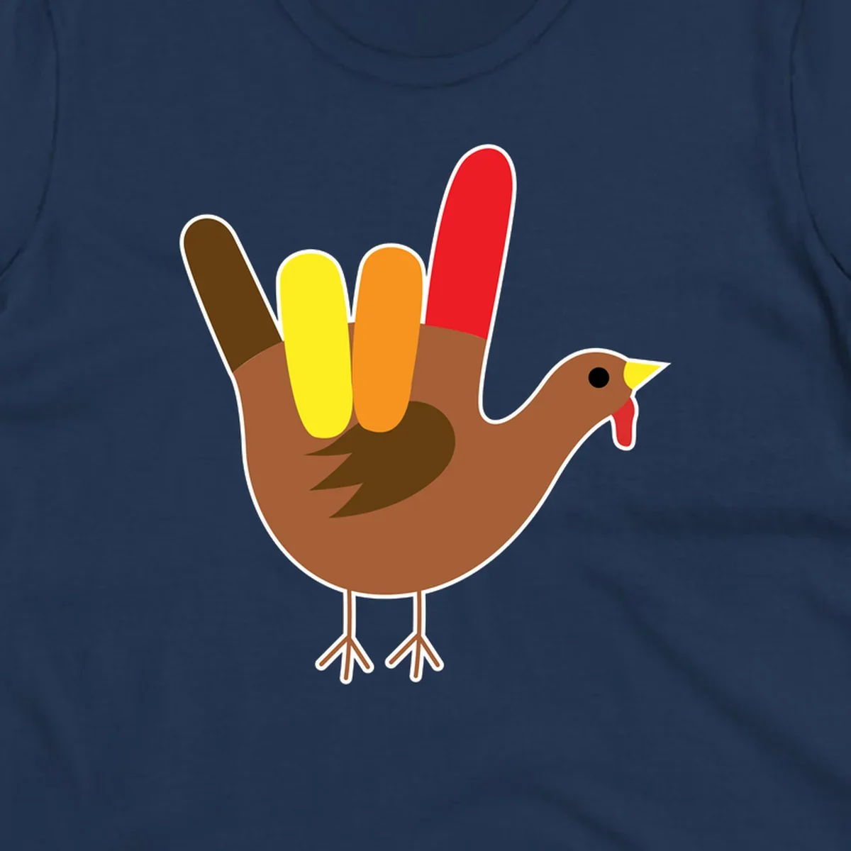 Turkey hand sign illustration for Thanksgiving, 'I Love You' symbol.