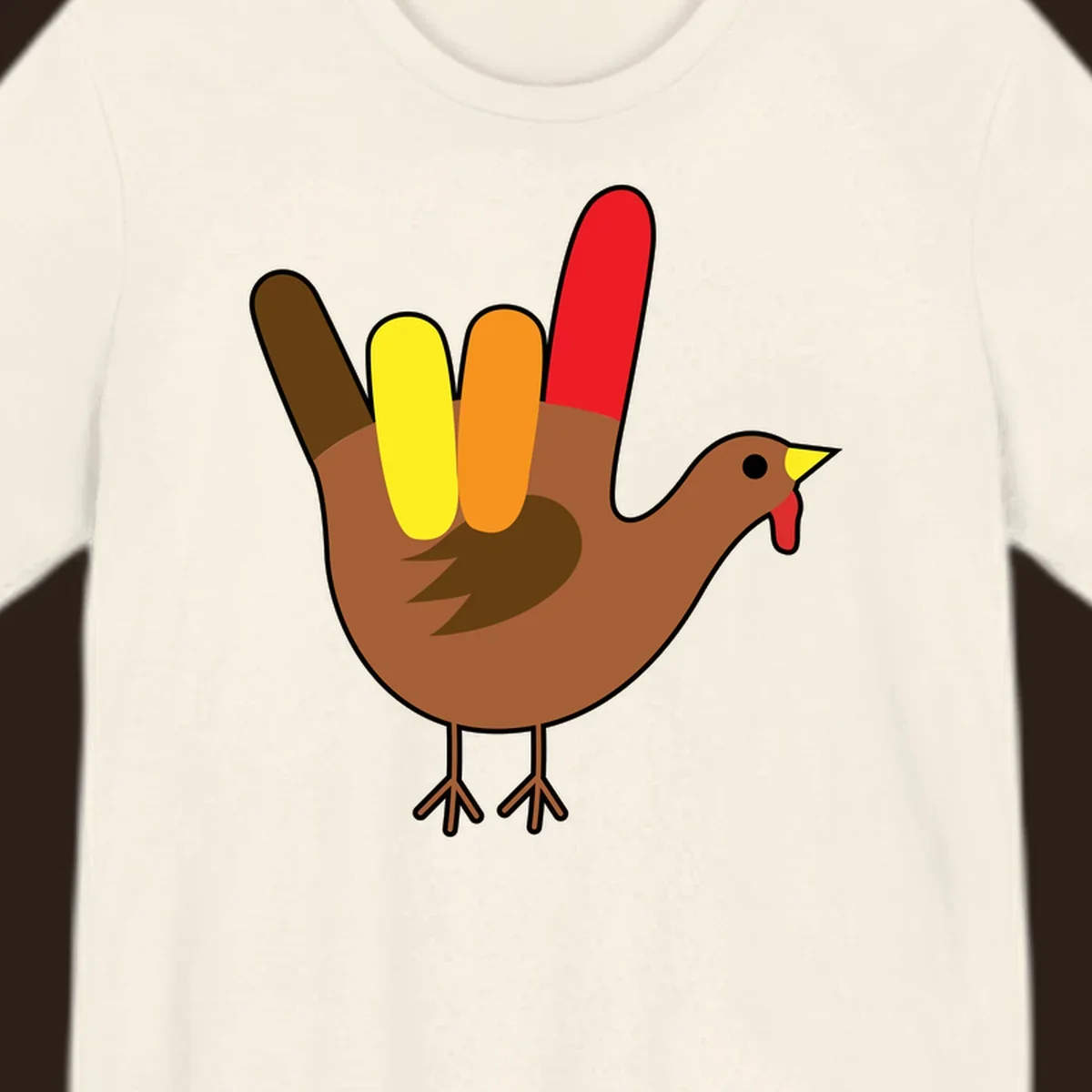 Turkey hand sign illustration for Thanksgiving, 'I Love You' symbol.