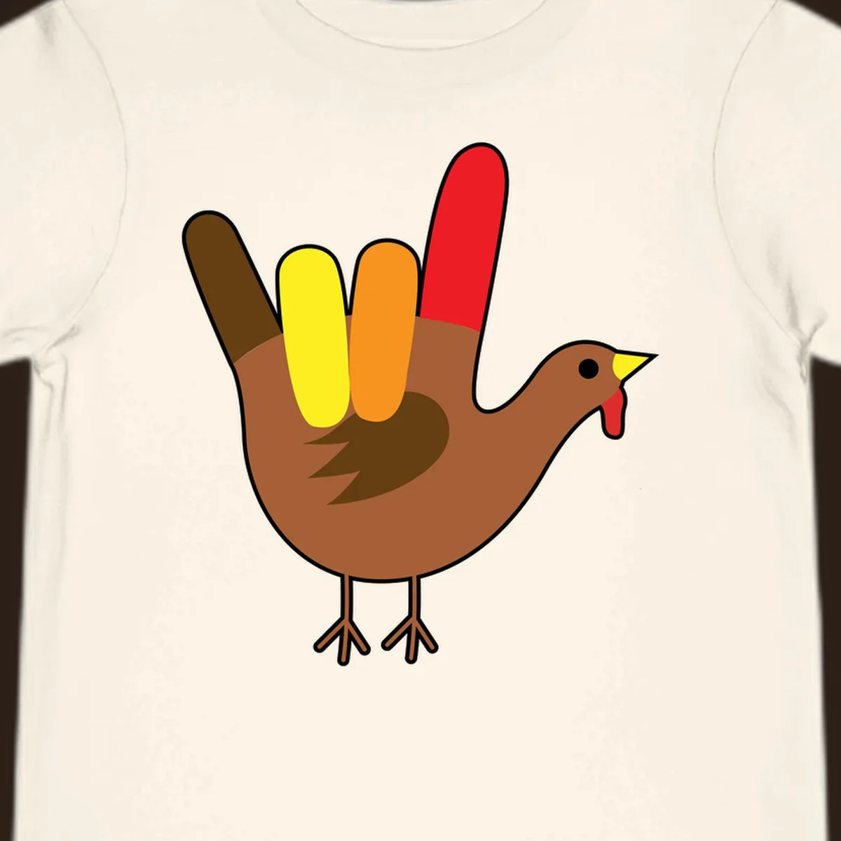 Turkey hand sign illustration for Thanksgiving, 'I Love You' symbol.
