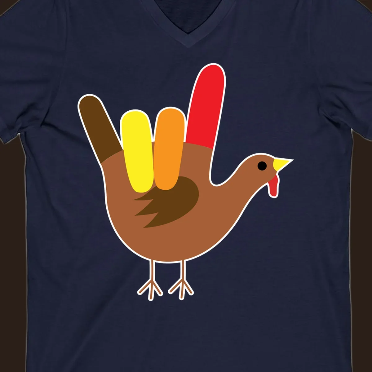 Turkey hand sign illustration for Thanksgiving, 'I Love You' symbol.