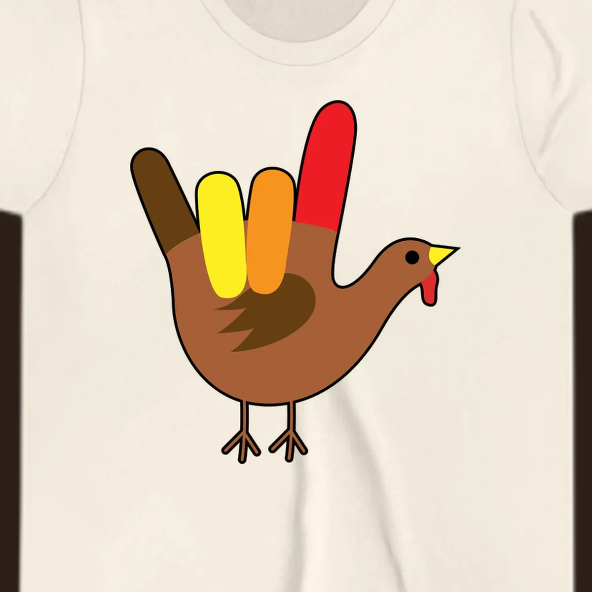 Turkey hand sign illustration for Thanksgiving, 'I Love You' symbol.
