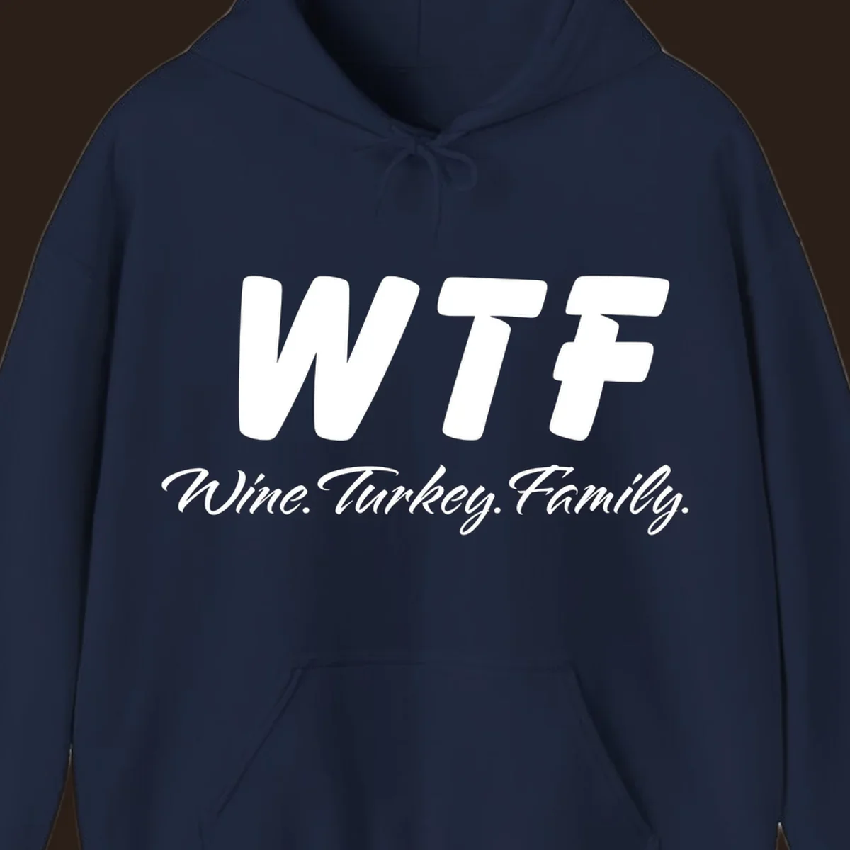 WTF Wine Turkey Family text design for Thanksgiving shirts.