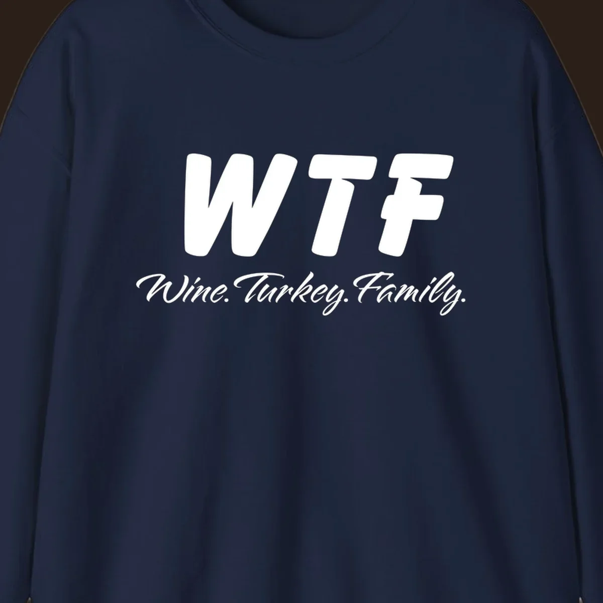 WTF Wine Turkey Family text design for Thanksgiving shirts.