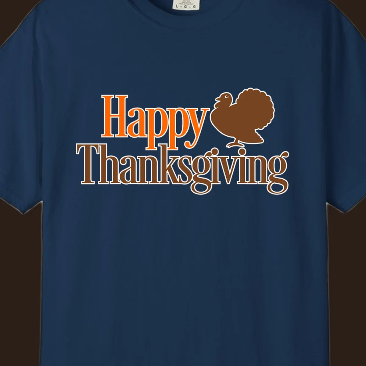 Happy Thanksgiving text with a cartoon turkey illustration, for Thanksgiving holiday.