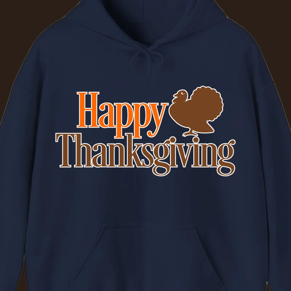 Happy Thanksgiving text with a cartoon turkey illustration, for Thanksgiving holiday.