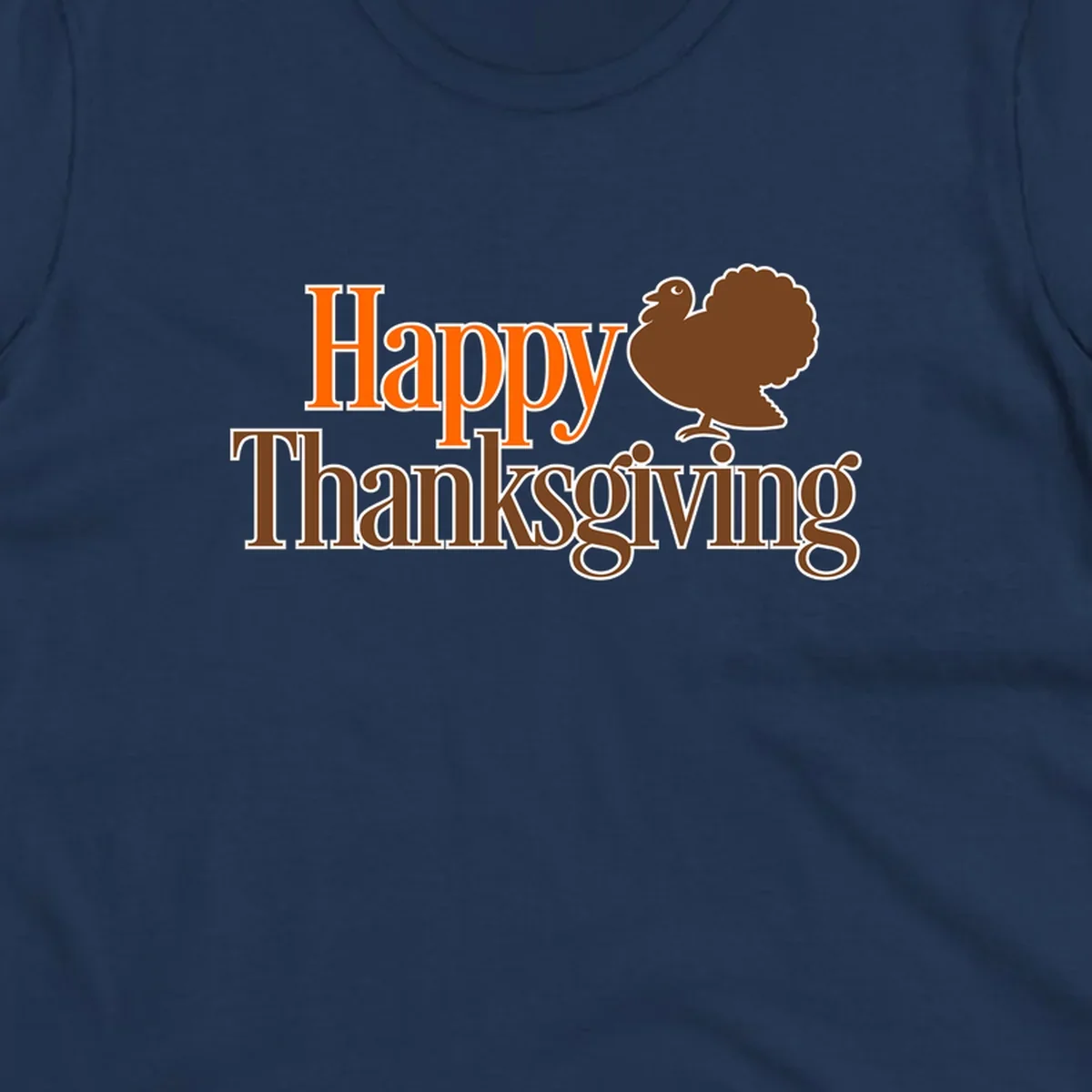 Happy Thanksgiving text with a cartoon turkey illustration, for Thanksgiving holiday.