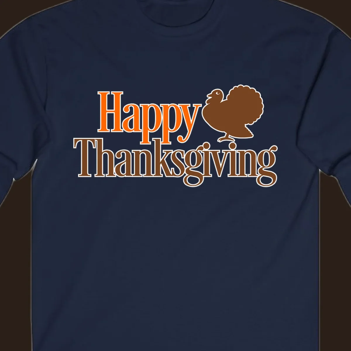Happy Thanksgiving text with a cartoon turkey illustration, for Thanksgiving holiday.