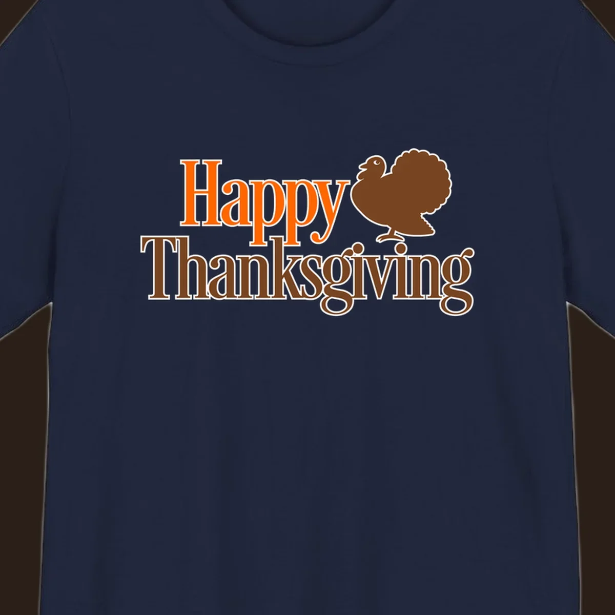 Happy Thanksgiving text with a cartoon turkey illustration, for Thanksgiving holiday.