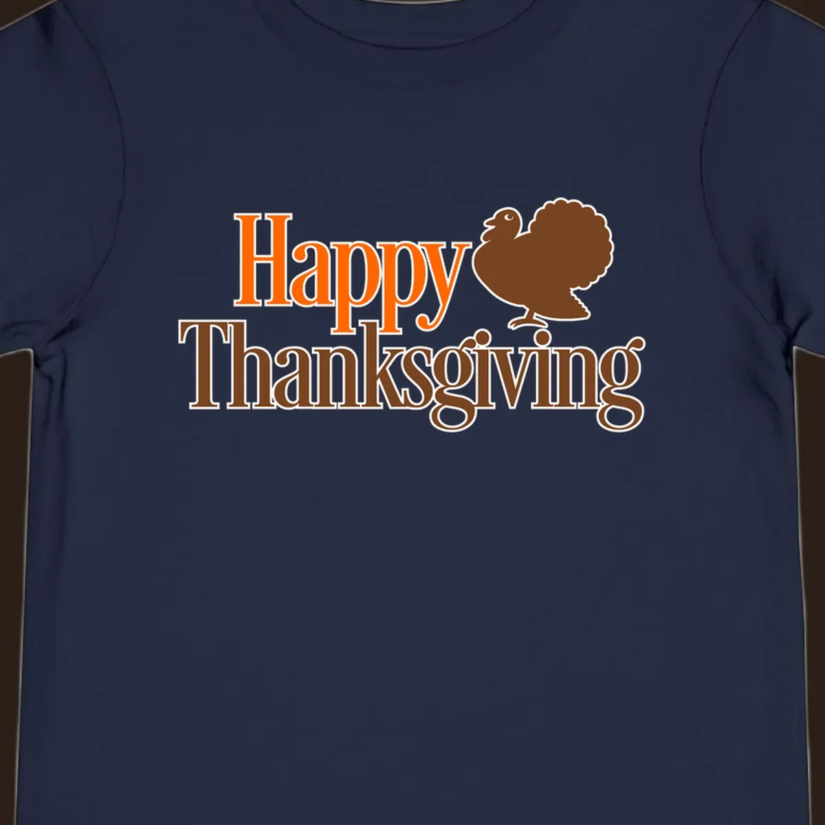 Happy Thanksgiving text with a cartoon turkey illustration, for Thanksgiving holiday.