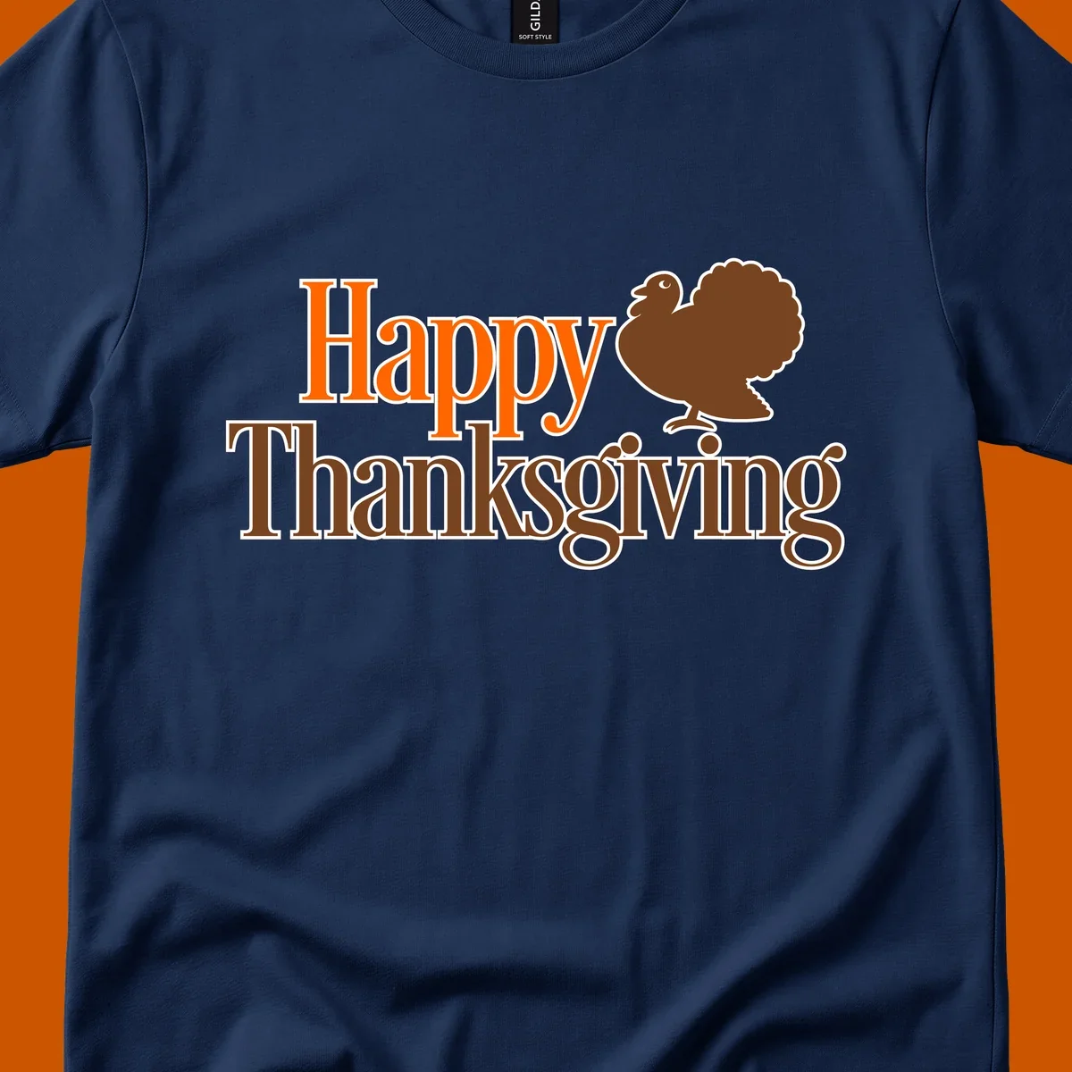 Happy Thanksgiving text with a cartoon turkey illustration, for Thanksgiving holiday.