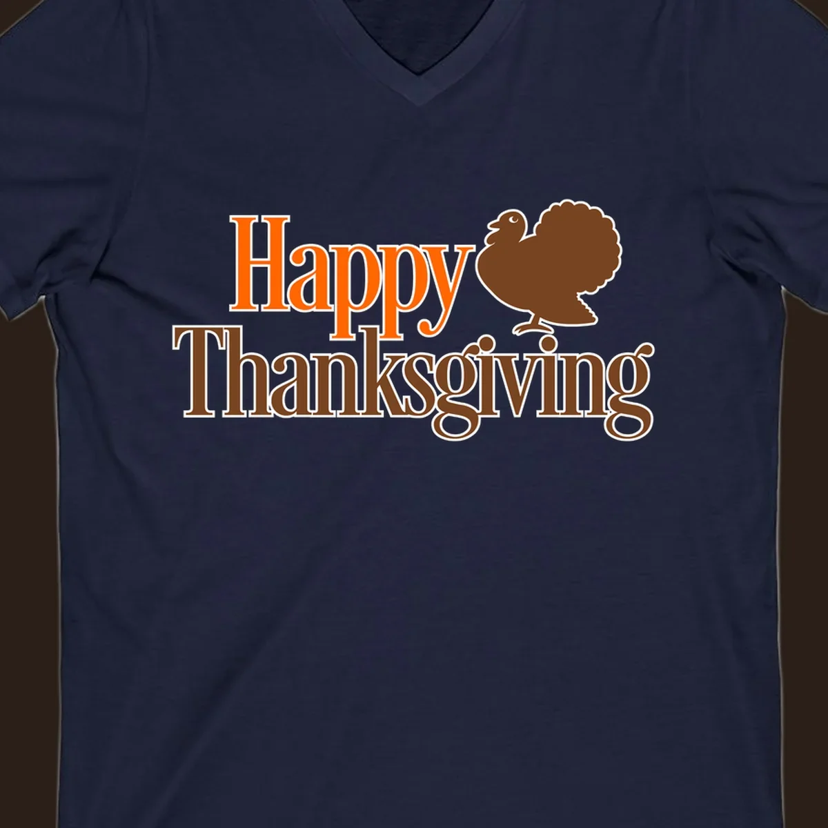 Happy Thanksgiving text with a cartoon turkey illustration, for Thanksgiving holiday.