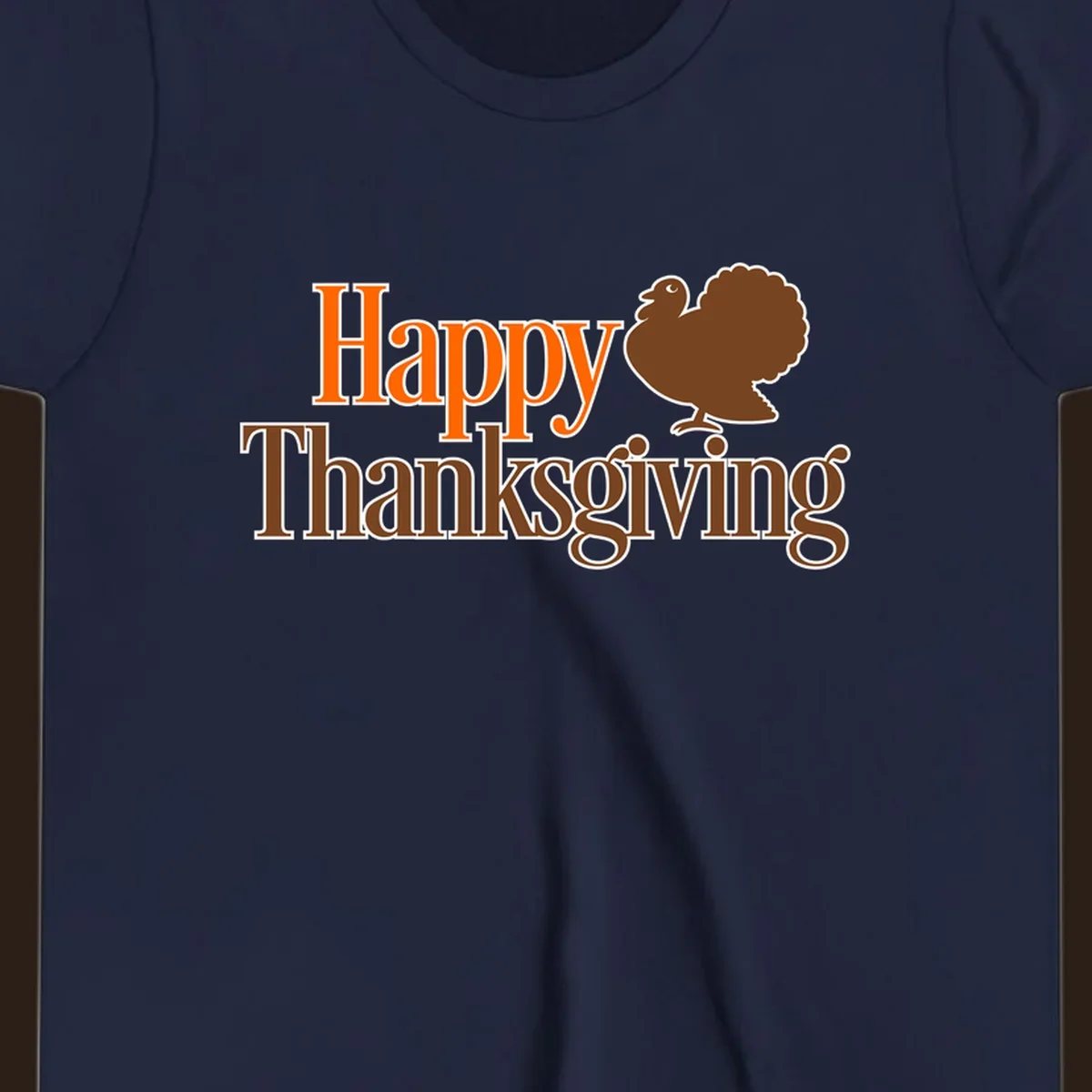 Happy Thanksgiving text with a cartoon turkey illustration, for Thanksgiving holiday.