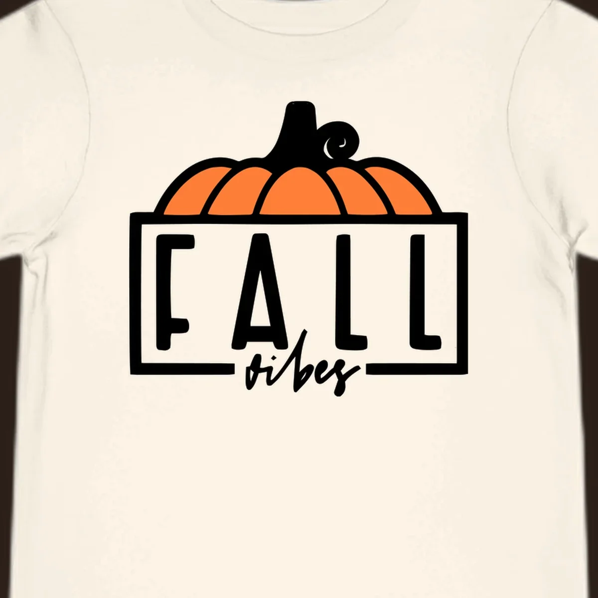 Fall vibes pumpkin graphic with text. Includes a pumpkin illustration and the words FALL and vibes.