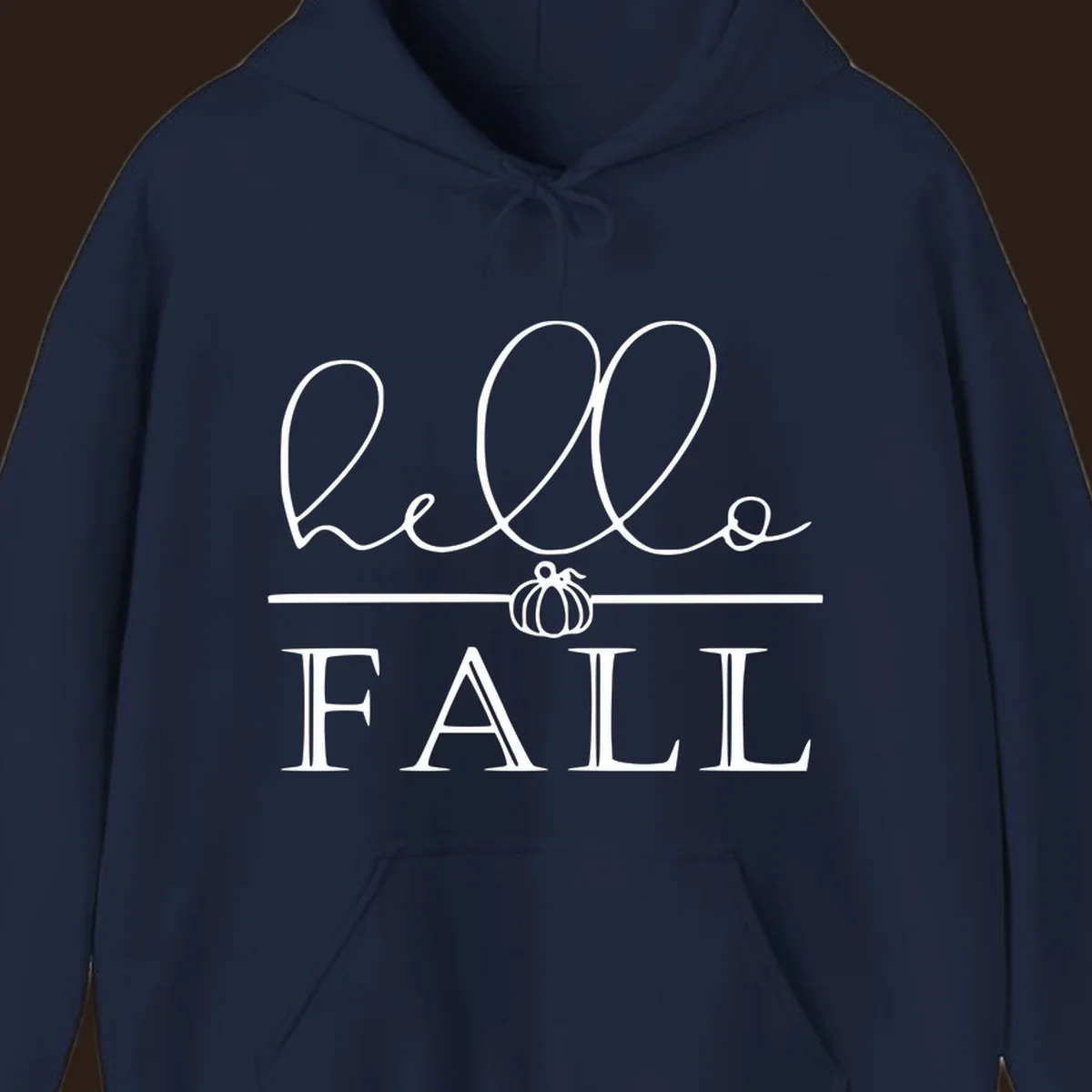Hello fall pumpkin graphic with text and illustration