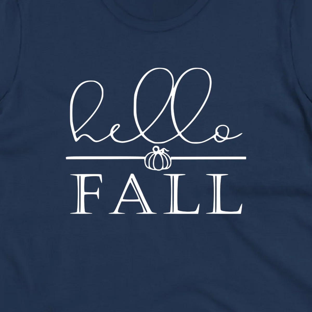 Hello fall pumpkin graphic with text and illustration