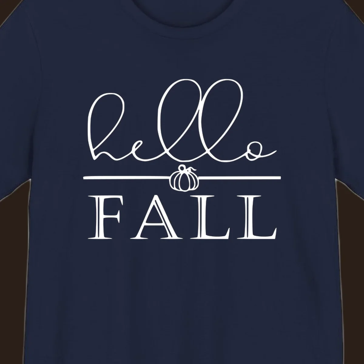 Hello fall pumpkin graphic with text and illustration
