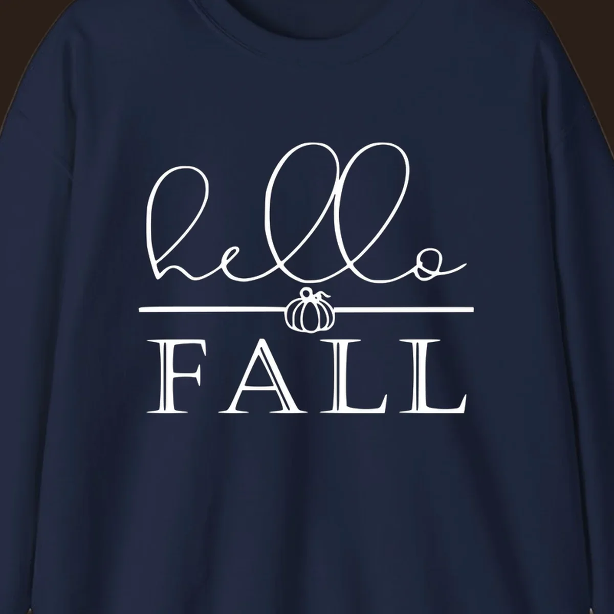 Hello fall pumpkin graphic with text and illustration