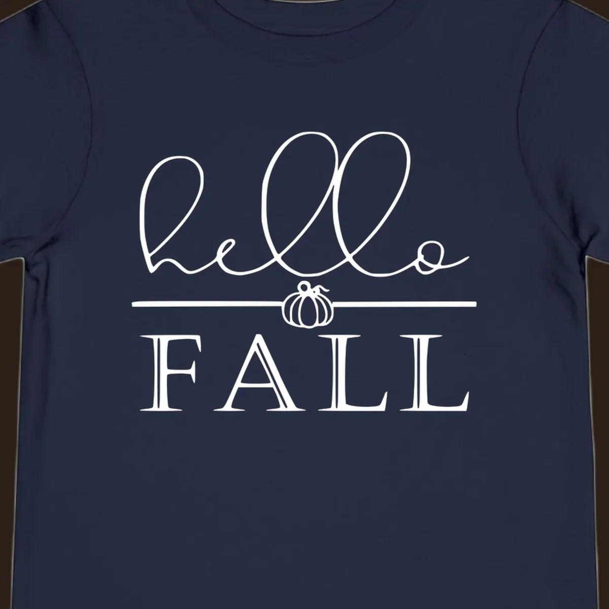 Hello fall pumpkin graphic with text and illustration