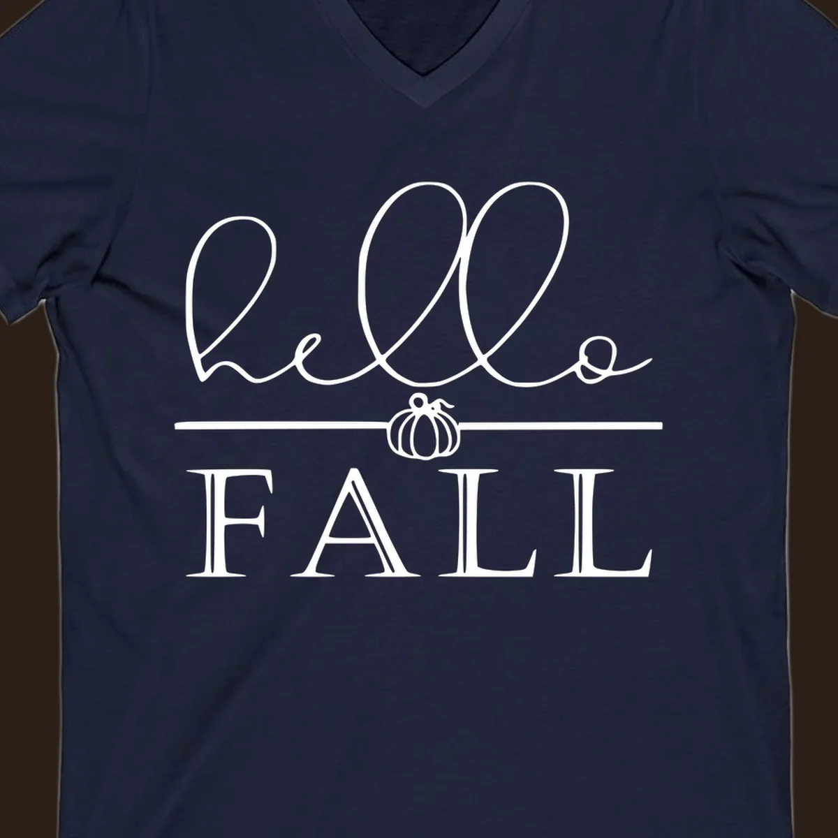 Hello fall pumpkin graphic with text and illustration