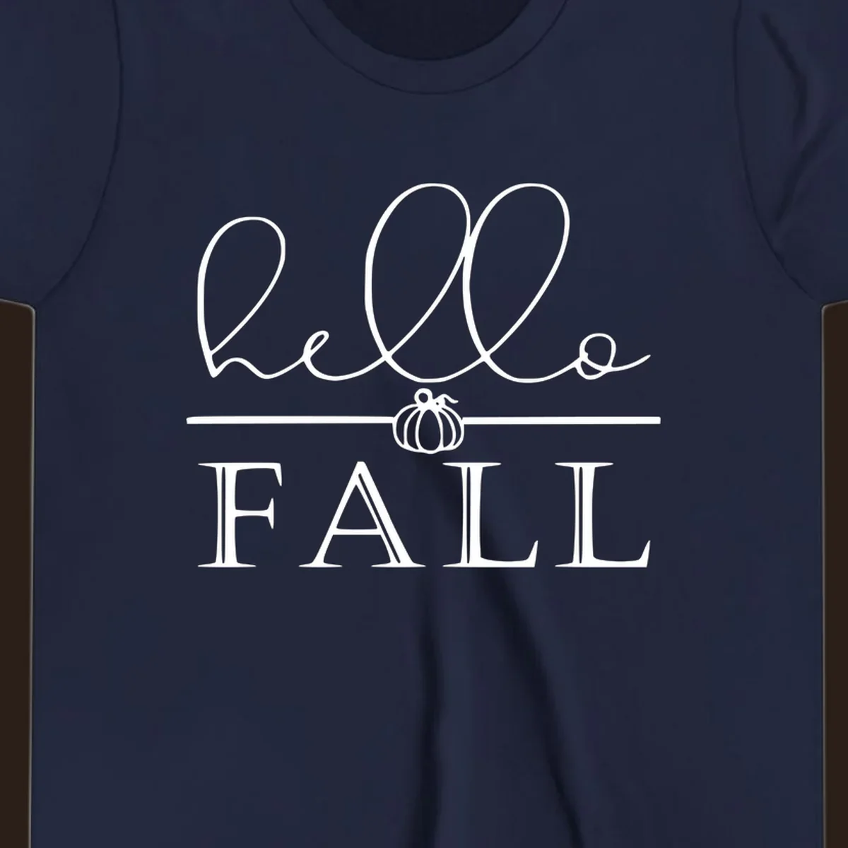 Hello fall pumpkin graphic with text and illustration