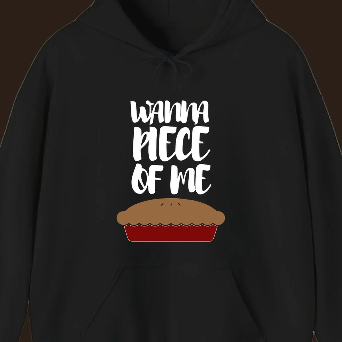Wanna Piece Of Me pie pun thanksgiving text and illustration.