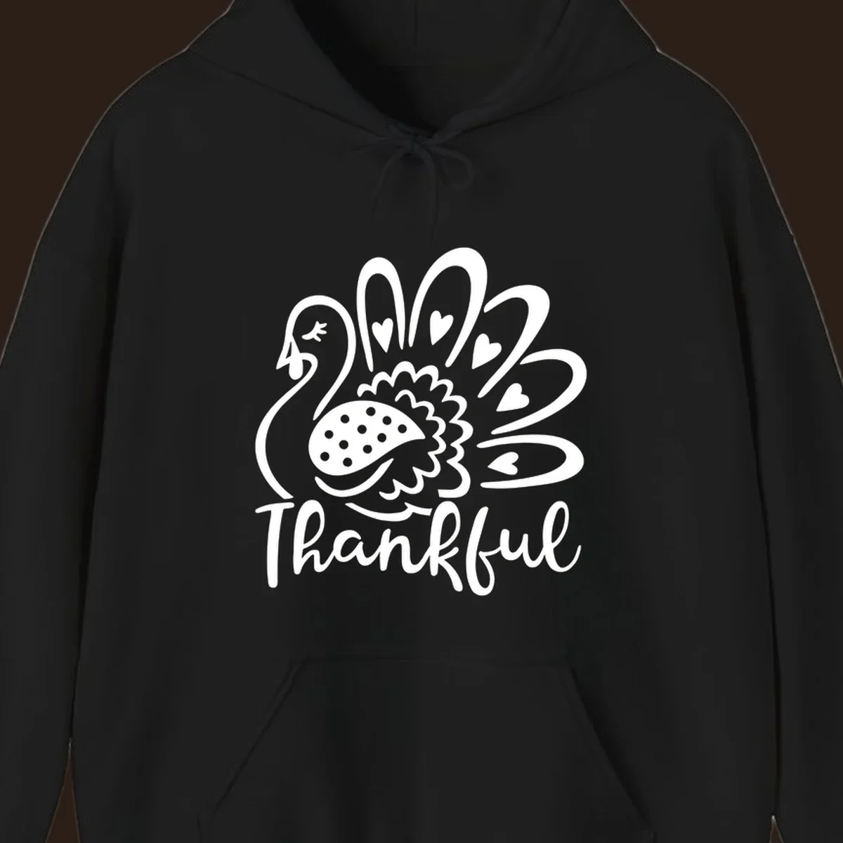 Cute thankful turkey illustration with hearts and polka dots, Thanksgiving shirt design.
