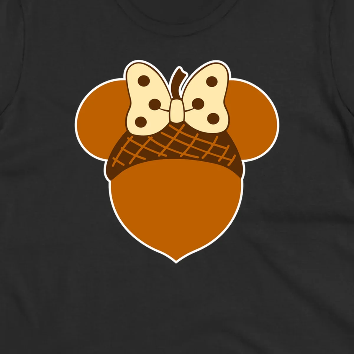 Acorn mouse ears with a polka dot bow, Thanksgiving graphic.
