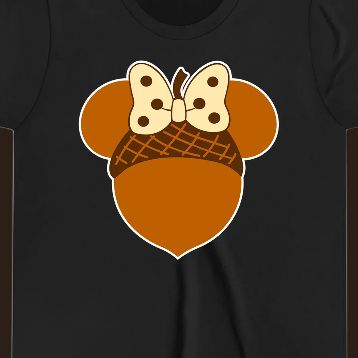 Acorn mouse ears with a polka dot bow, Thanksgiving graphic.