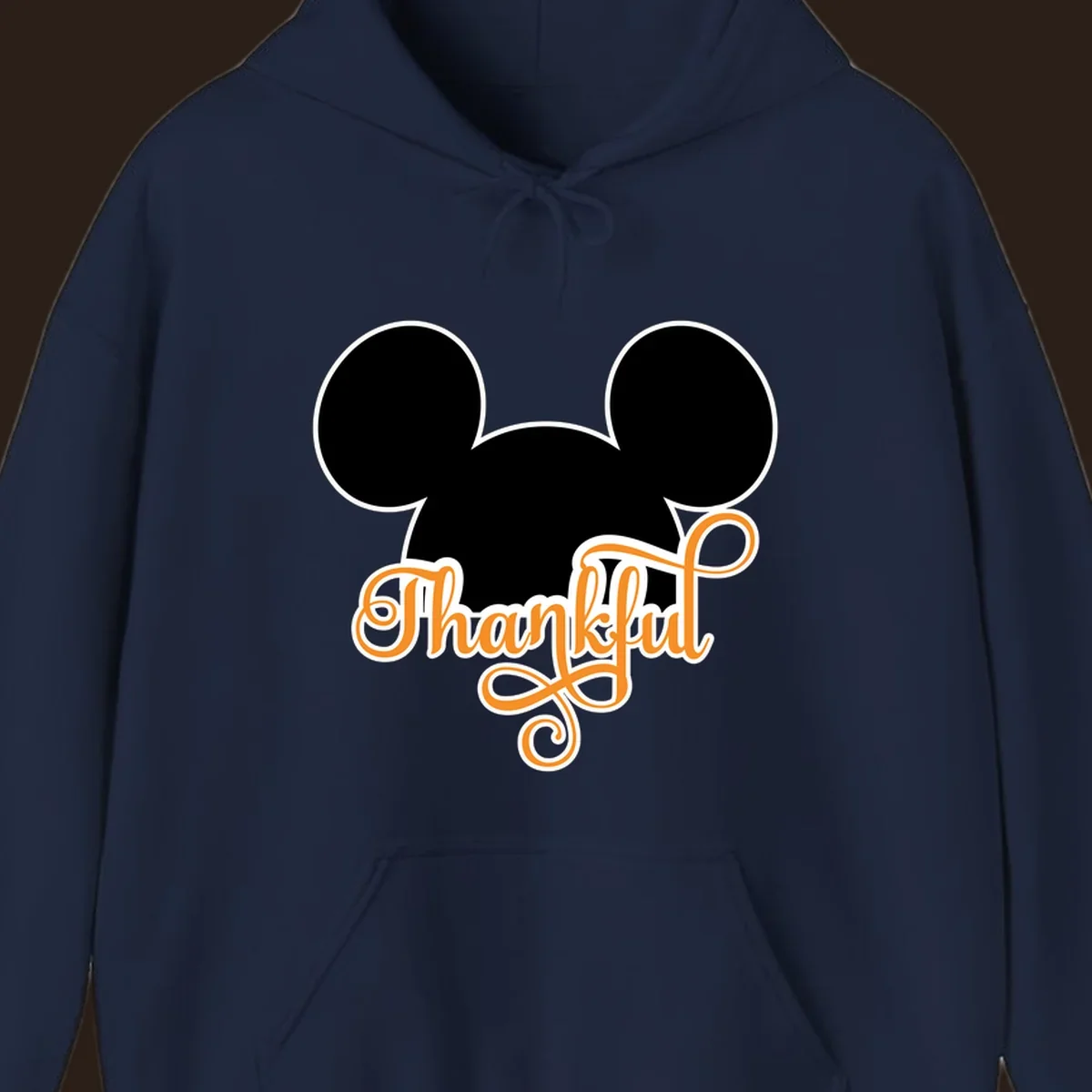 Disney Thanksgiving Mickey ears with the word "Thankful" in orange script.